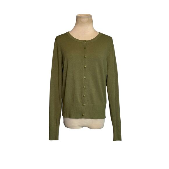 Green long sleeves button cardigan sweater size Large - Picture 12 of 12